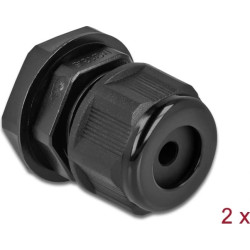 Delock Cable Gland PG13.5 for round cable black 2 pieces