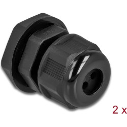 Delock Cable Gland PG9 for round cable with three cable entries black 2 pieces