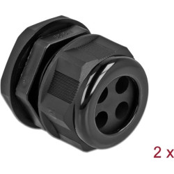 Delock Cable Gland PG29 for round cable with four cable entries black 2 pieces