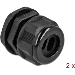 Delock Cable Gland PG21 for flat cable with two cable entries black 2 pieces