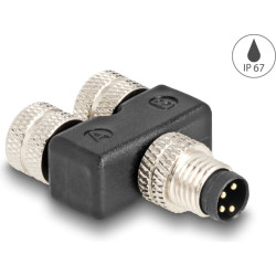 Delock M8 Y-Splitter A-coded 4 pin male to 2 x female parallel connection