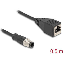 Delock M12 Cable D-coded 4 pin male to RJ45 female PVC 0.5 m