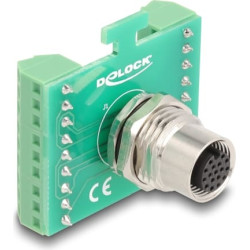 Delock M12 Transfer Module Adapter A-coded 17 pin female to 18 pin terminal block for installation