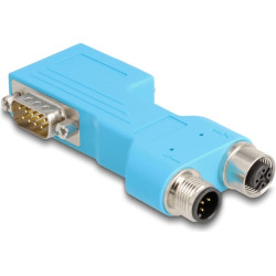 Delock D-Sub 9 male and female to M12 male and female A-coded 5 pin CAN bus splitter 90° blue