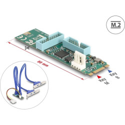 Delock Converter M.2 Key B+M male to 4 x USB 5 Gbps Type-A female with 50 cm cable