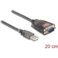 Delock Adapter USB 2.0 Type-A to 1 x Serial RS-232 D-Sub 9 pin male with nuts with 3 x LED 0.2 m
