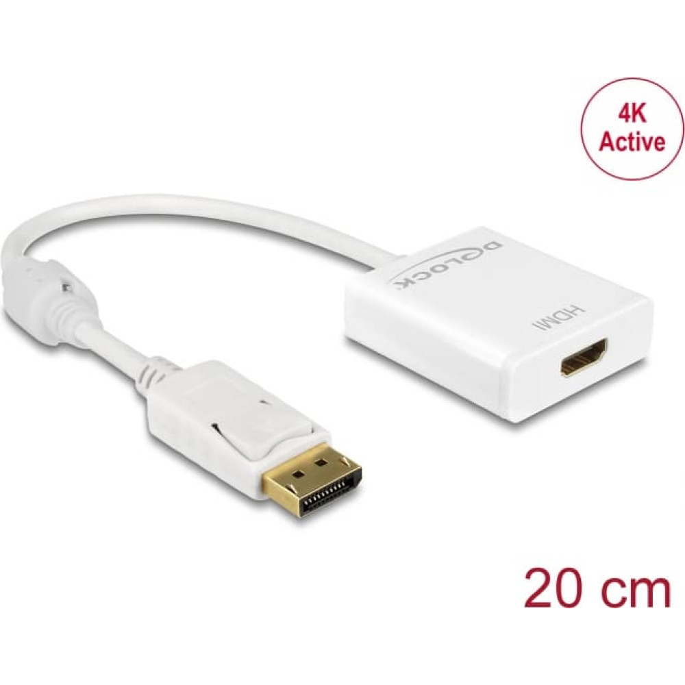 Delock Adapter DisplayPort 1.2 male > HDMI female 4K Active white