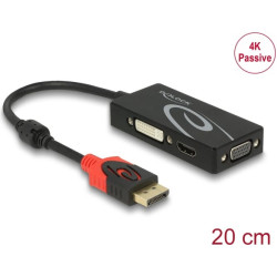 Delock Adapter Displayport 1.2 male > VGA / HDMI / DVI female 4K Passive black