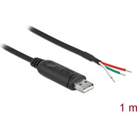 Delock Adapter cable USB 2.0 Type-A to Serial RS-232 with 3 open wires 1 m