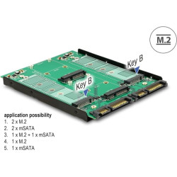 Delock 3.5″ Converter 2 x SATA 22 pin > Dualport 2 x M.2 / 2 x mSATA