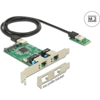 Delock Converter M.2 Key B+M male > 2 x Gigabit LAN – Low Profile Form Factor