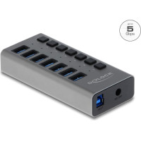 Delock External USB 5 Gbps Hub with 7 Ports + Switch