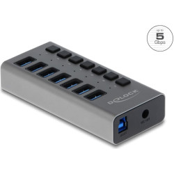 Delock External SuperSpeed USB Hub with 7 Ports + Switch
