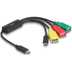 Delock 4 Port USB 2.0 Cable Hub USB Type-C™ to 3 x USB-A female + 1 x USB-C™ male