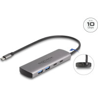 Delock USB 10 Gbps 2 Port USB Type-A + 2 Port USB Type-C™ Hub with USB Type-C™ connector and additional power port