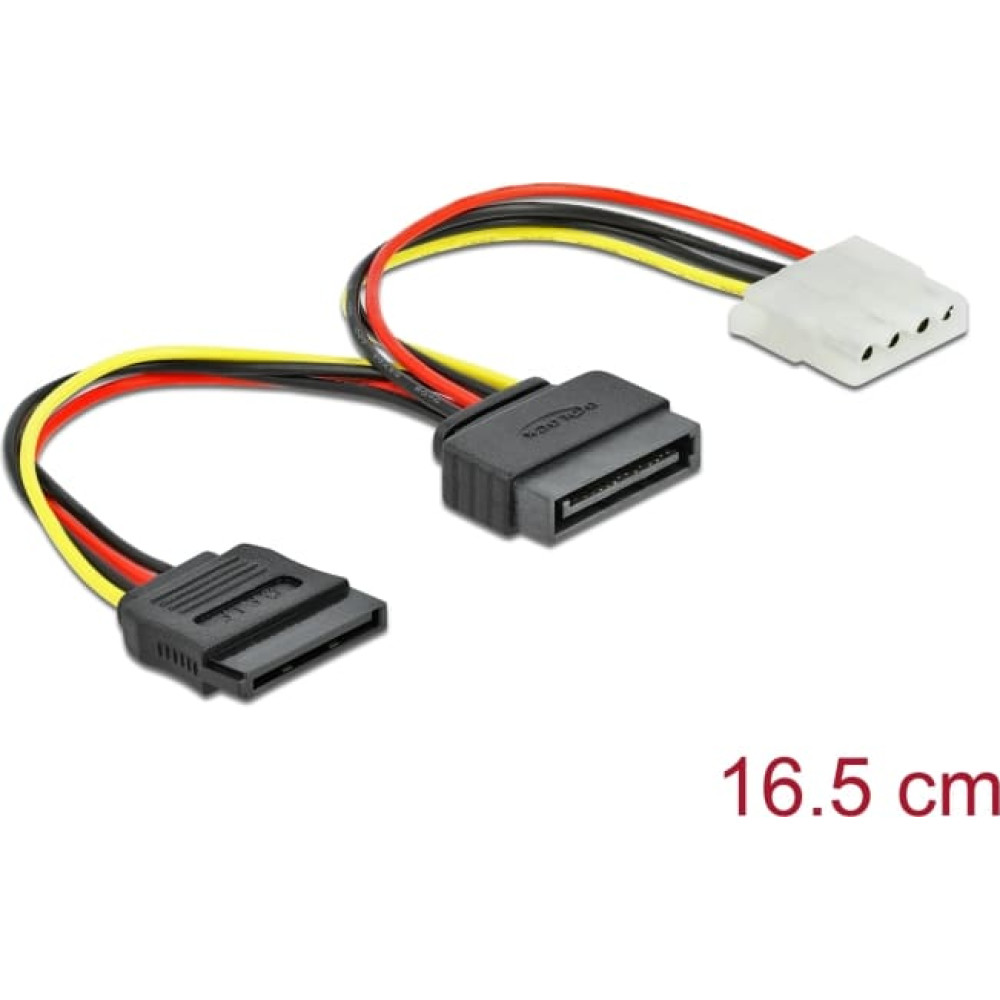 Delock Cable Power SATA 15 pin male  Molex 4 pin female + SATA 15 pin female