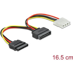 Delock Cable Power SATA 15 pin male  Molex 4 pin female + SATA 15 pin female