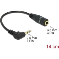 Delock Cable Audio Stereo 2.5 mm male angled > 3.5 mm female 3 pin 14 cm