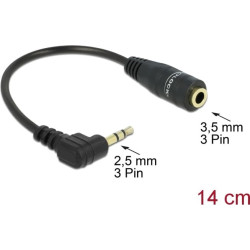 Delock Cable Audio Stereo 2.5 mm male angled  3.5 mm female 3 pin 14 cm