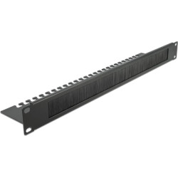 Delock 19″ Cable Management Brush Strip with Cable Support Plate 1U black