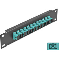 Delock 10″ Fiber Optic Patch Panel 12 Port SC Simplex aqua 1U black