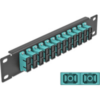 Delock 10″ Fiber Optic Patch Panel 12 Port SC Duplex aqua 1U black