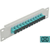 Delock 10″ Fiber Optic Patch Panel 12 Port SC Simplex aqua 1U grey