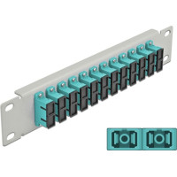Delock 10″ Fiber Optic Patch Panel 12 Port SC Duplex aqua 1U grey