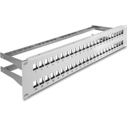 Delock 19″ Keystone Patch Panel 48 port with strain reliefs 2U grey