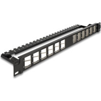 Delock 19″ Keystone Patch Panel 24 port angled with strain relief black