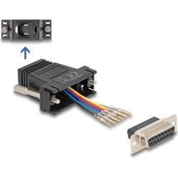 Delock D-Sub 15 pin female to RJ12 female Assembly Kit black