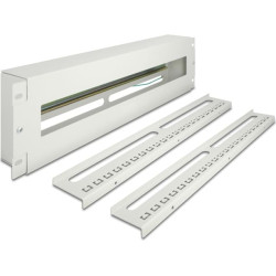 Delock 19″ Circuit-breaker with cover and DIN rail including 2 x cable strain relief rails 3U metal grey