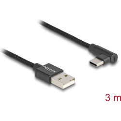 Delock USB 2.0 Cable Type-A male to USB Type-C™ male angled 3 m black