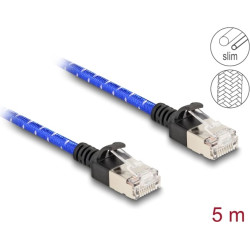 Delock RJ45 Network Cable with braided coating Cat.6A U/FTP Slim 5 m blue
