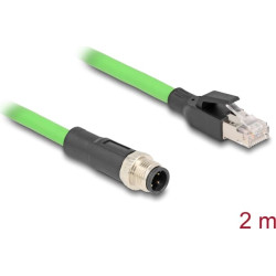 Delock M12 Cable D-coded 4 pin male to RJ45 male PUR (TPU) 2 m