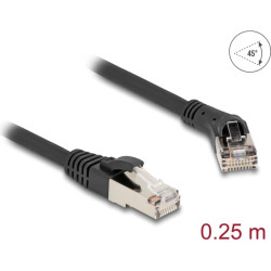 Delock RJ45 Network Cable Cat.8.1 S/FTP plug 45° right angled to plug straight up to 40 Gbps 0.25 m black