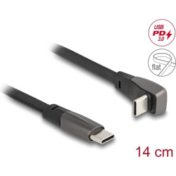 Delock USB 2.0 Flat Ribbon Cable USB Type-C™ male to USB Type-C™ male angled PD 3.0 60 W 14 cm black