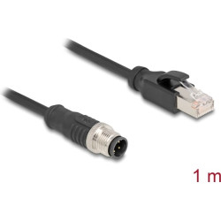 Delock M12 Cable D-coded 4 pin male to RJ45 male PVC 1 m
