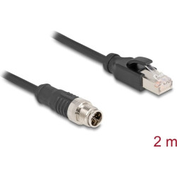 Delock M12 Cable X-coded 8 pin male to RJ45 male PVC 2 m