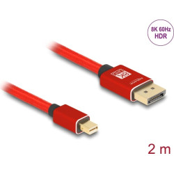 Delock Mini DisplayPort to DisplayPort cable 8K 60 Hz 2 m red metal without latch