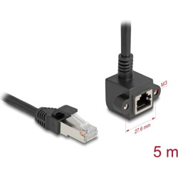 Delock Network Extension Cable RJ45 plug to RJ45 jack 90° angled Cat.6 F/UTP 5 m black