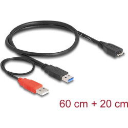 Delock Cable USB 3.0 type A male + USB type A male > USB 3.0 type Micro-B male