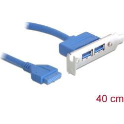 Delock Slot bracket 1 x 19 pin USB 3.0 pin header female internal > 2 x USB 3.0 Type-A female external Low Profile