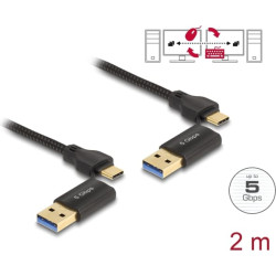Delock USB Type-C™ 5 Gbps Data Link Cable + KM Switch 2 m