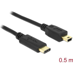 Delock Cable USB Type-C™ 2.0 male > USB 2.0 Type Mini-B male 0.5 m black