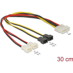 Delock Cable power Molex 4 pin male > 4 x 2 pin fan