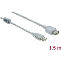 Delock Extension cable USB 2.0 Type-A male > USB 2.0 Type-A female 1.5 m transparent