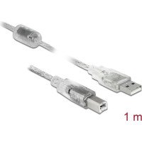 Delock Cable USB 2.0 Type-A male > USB 2.0 Type-B male 1 m transparent