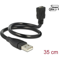 Delock Cable USB 2.0 Type-A male > USB 2.0 Micro-B female ShapeCable 0.35 m