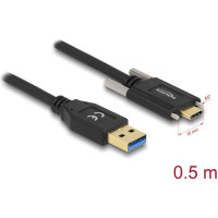 Delock SuperSpeed USB 10 Gbps (USB 3.2 Gen 2) Cable Type-A male to USB Type-C™ male with screws on the sides 0.5 m